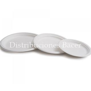 Plato caña azúcar blanco 50 uds. - Imagen 1